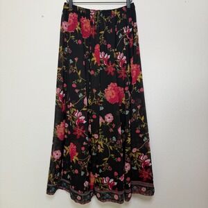 VTG 90s Y2K Women Whimsigoth Maxi Skirt Large Black Red Moody‎ Dark Romantic